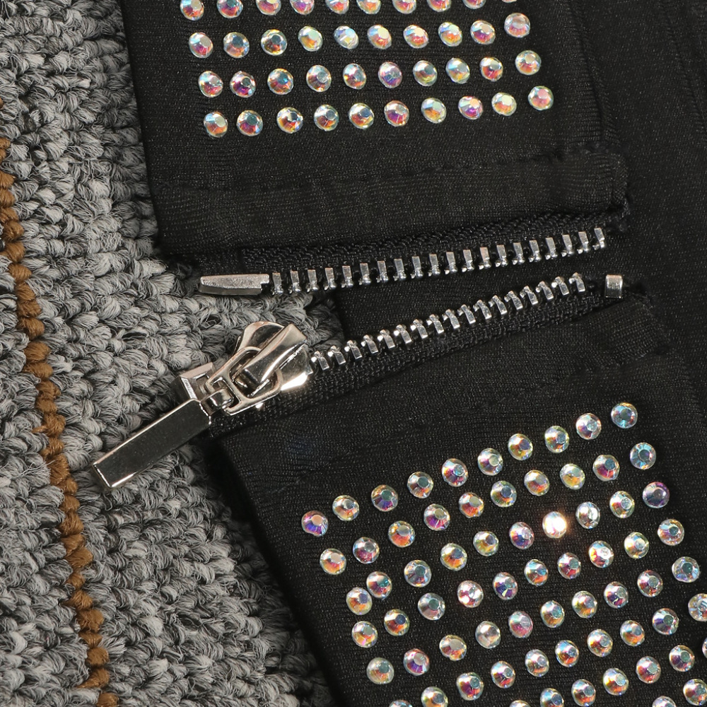 Iridescent Rhinestone Mini Crop Top Skirt Dress - Picture 4 of 8